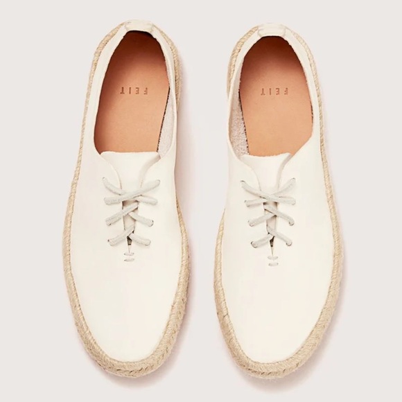 🥿NWT FEIT WOMENS ESPADRILLE TIE UP SHOES HAND SEWN IN COURT WHITE SIZE 40 - Picture 3 of 13